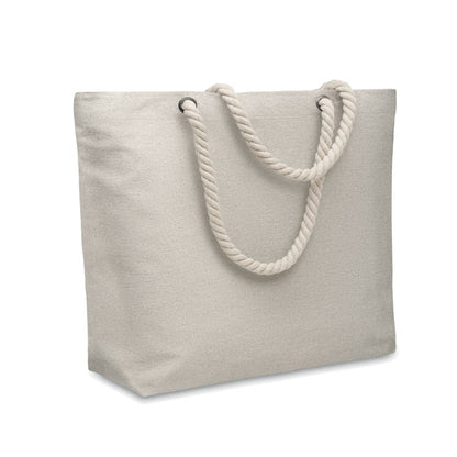 Bolsa de playa crema, ecológica, con asas largas de cordón