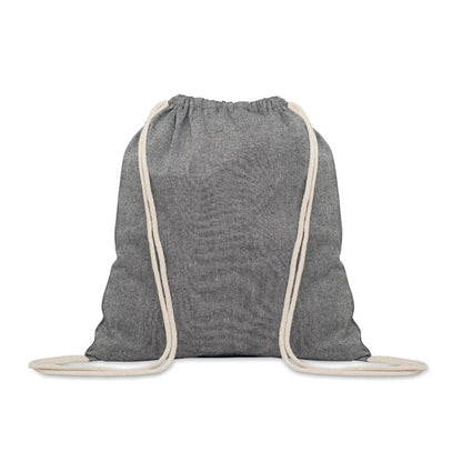 Mochila gris de algodón con cordones color crudo