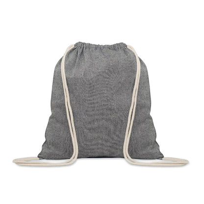 Bolsa de algodón gris con cierre de cordones color natural