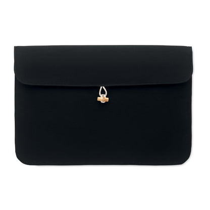 Funda portátil 15 algodón negra con cierrre bambú