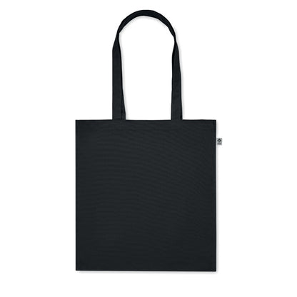 Totebag de algodón negro con asas largas y fuelle