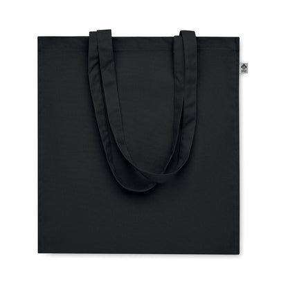 Bolsa de asas largas de algodón color negro con fuelle 