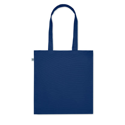 Totebag de algodón azul marino con asas largas y fuelle