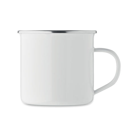 Mug blanca de metal de estilo retro