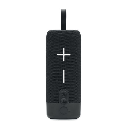 Altavoz cilíndrico negro portátil