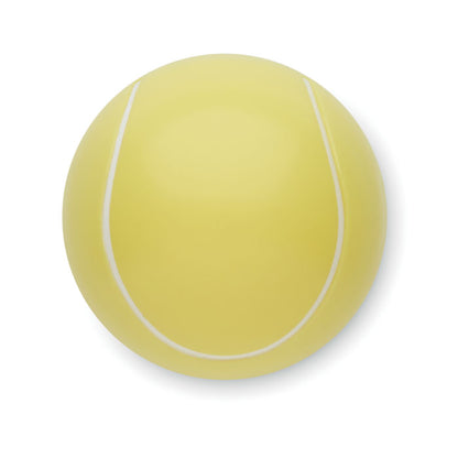 Vista lateral de Bálsamo labial con forma de pelota de tenis amarilla