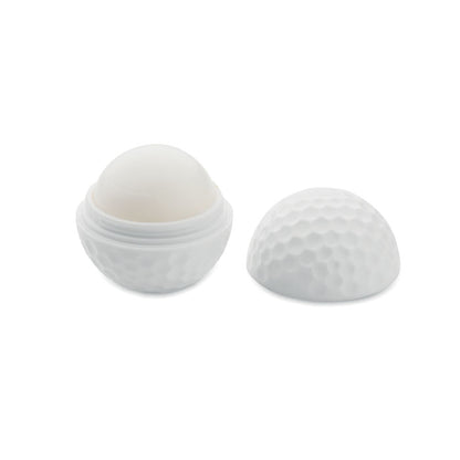 Bálsamo labial pelota de golf blanca abierto