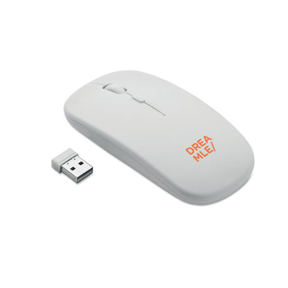 Ratón blanco personalizado con logotipo