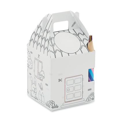 Caja con forma de casa blanca para colorear