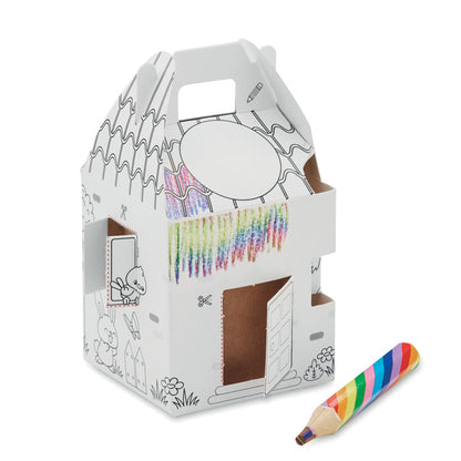 Packaging con forma de casa blanca para colorear y pintura
