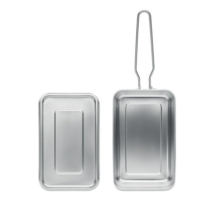 vista superior de fiambrera de acero inox con tapadera