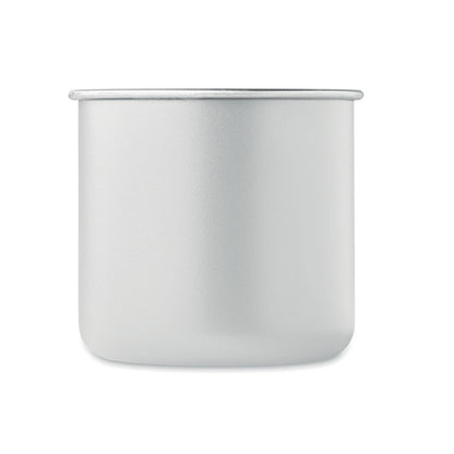 Frontal de mug de acero inoxidable blanca