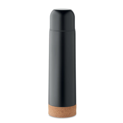 Termo negro de acero inoxidable  con base de corcho