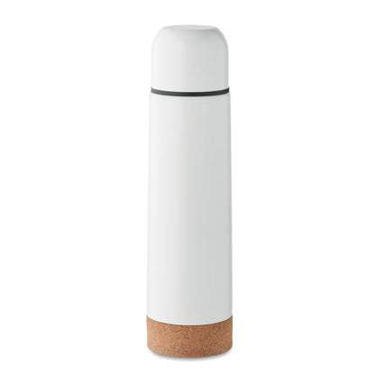 Termo blanco de acero inoxidable  con base de corcho