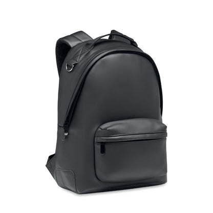 Mochila para portátil de 15'' en suave PU negro con bolsillo frontal con cremallera