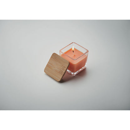 Vela cuadrada de manzana con tapa de madera