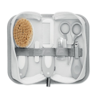 Set para bebé abierto con cepillo, cortauñas, tijeras, lima en bolsa