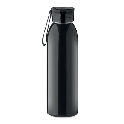 Botella de acero negro con tapa y asa