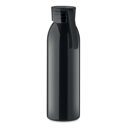 Botella de acero negro con tapa y asa