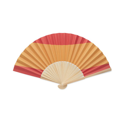 Abanico de madera y papel con colores de  bandera de Suecia