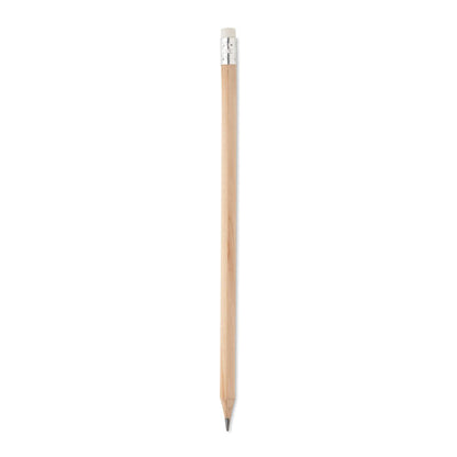 Lapiz de madera natural con goma de borrar blanca