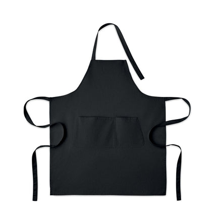 Delantal negro con bolsillo frontal y ajustable con cinta