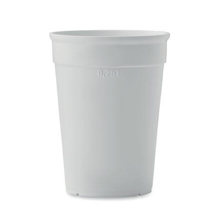 Vaso blanco reutilizable de plástico