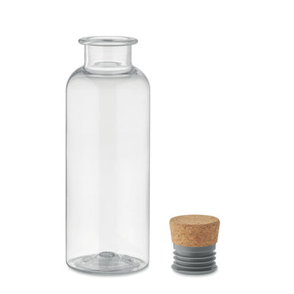 Botella de tritán con tapa de corcho al lado