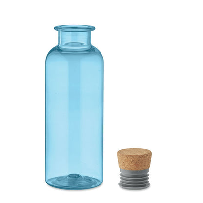 Botella de tritán con tapa de corcho al lado