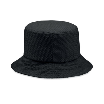 Vista frontal de gorro de paja de papel negro