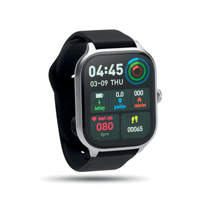 Pantalla LED con funciones de pulsera de actividad negra y plata