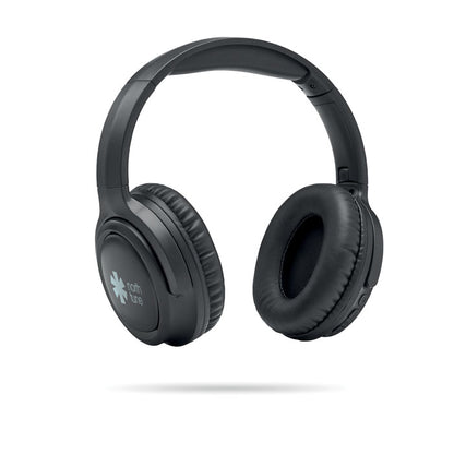 Vista lateral de cascos auriculares negros