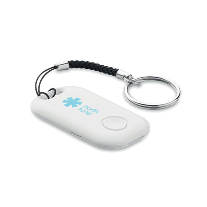 llavero localizador blanco personalizado con logotipo