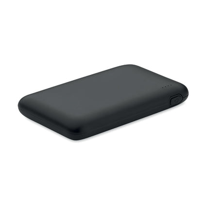 Vista derecha de power bank negra rectangular