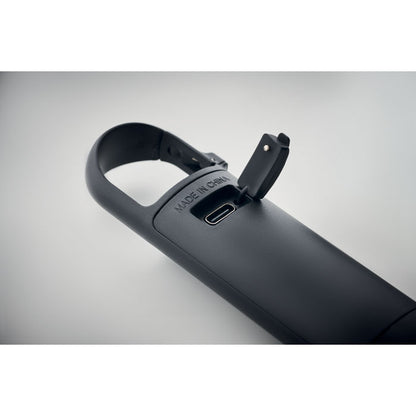 Linterna COB negra recargable en ABS para uso outdoor y emergencia.