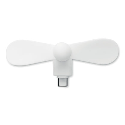 Ventilador portátil  blanco con conexión  para móvil