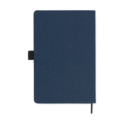 Vista trasera de libreta marino con bolsillo para móvil