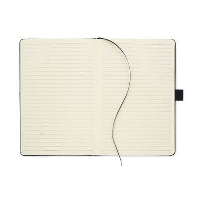 hojas de cuaderno con marca páginas gris 