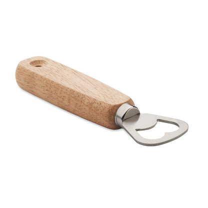 Abrebotellas metálico con mango de madera