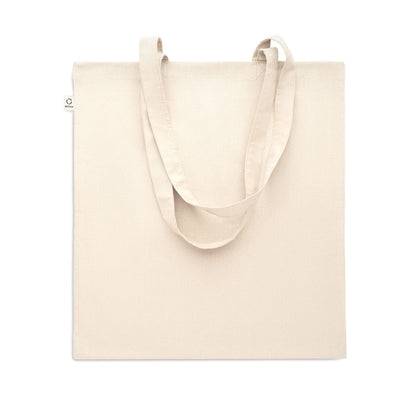 Bolsa de la compra de asas largas de algodón color crudo