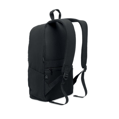 Parte trasera de mochila negra para portátil con correas ajustables