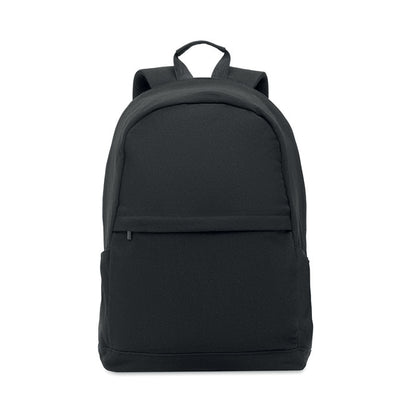 Mochila negra para portátil de 15 pulgadas con bolsillo exterior con cremallera