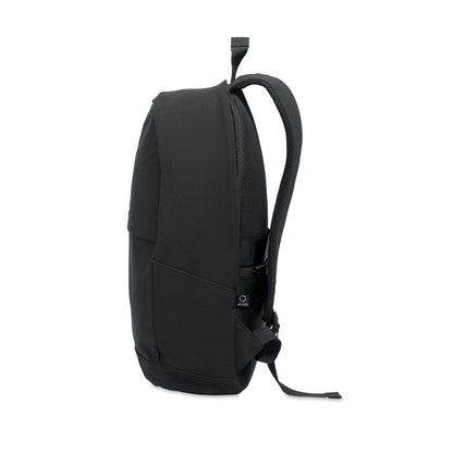 Vista lateral de mochila negra