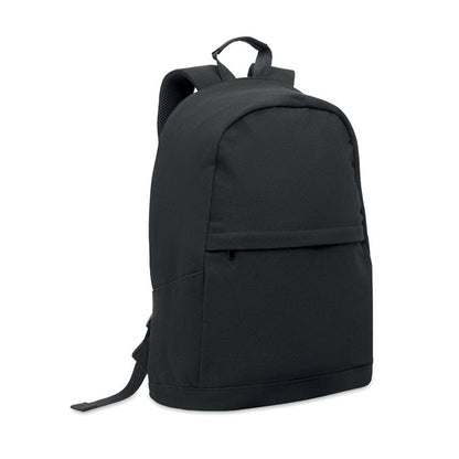 Mochila negra para portátil de 15 pulgadas con bolsillo exterior con cremallera