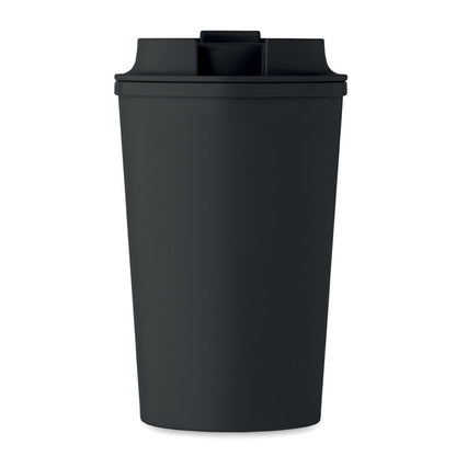 Vaso de plástico procedente de maiz con tapa de color negro