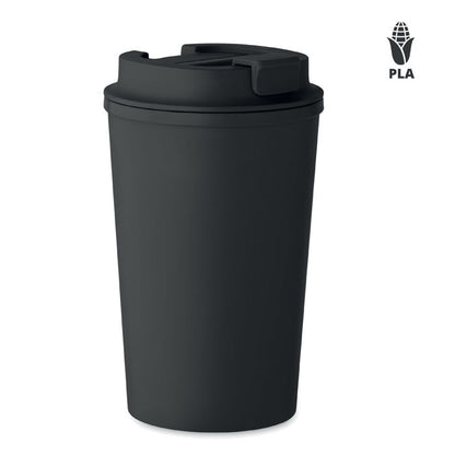 Vaso negro de PLA de maiz con tapa