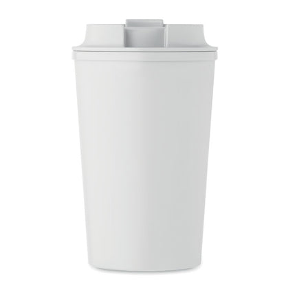 Vaso de plástico procedente de maiz con tapa de color blanco