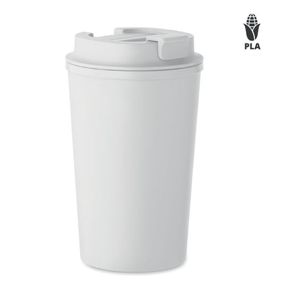 Vaso blanco de PLA de maiz con tapa