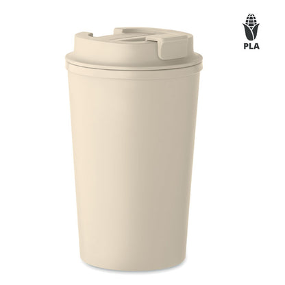 Vaso beige de PLA de maiz con tapa