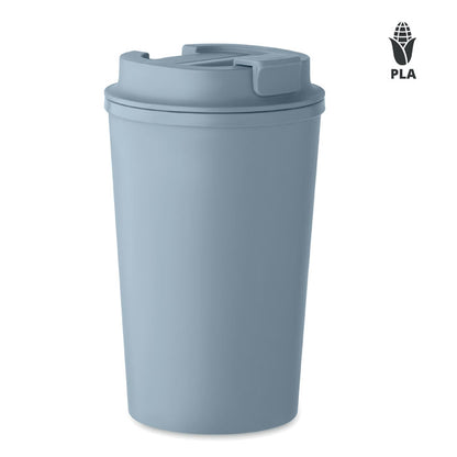 Vaso azul celeste de PLA de maiz con tapa